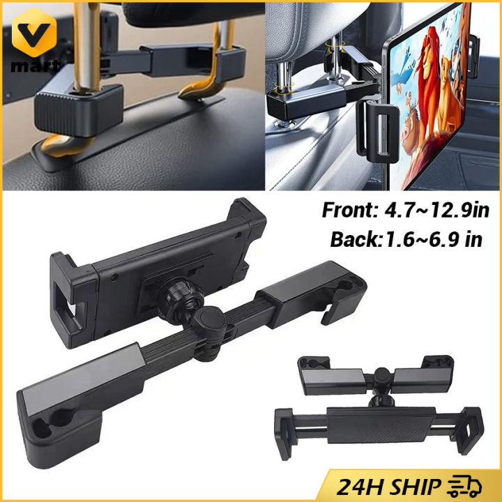 Car Back Seat Headrest Holder Car Phone Backseat Mount for 4-12.9 Inch Pad and Mobile Phone 360° Adjustable Viewing Angles IPad Car Phone Holder Backseat Mount for Pad Tablet PC Auto Headrest Holder Double Extendable Stick 360 Rotation Car Headrest Mobile
