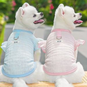OUTOPEN Thoáng khí Áo làm mát cho chó Tay áo bay bổng Lưới mỏng Áo chống nắng cho mèo Quần áo thú cưng thời trang Chống nắng Quần áo mùa hè cho chó Mùa hè
