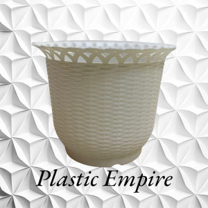 Water Plant Pot Plastic Hydroponic Pots for Indoor Water Garden or Plants Lazy Flower Pot Automatic Water Absorbing Self-Watering Flower pot Planting Gardening Planter Home Decor / Round Rattan Flower Pot