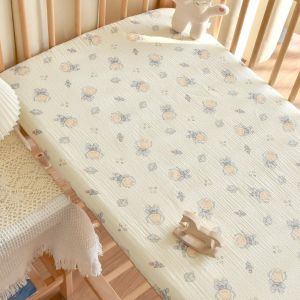 New Pure Cotton Crib Fitted Sheet Soft Breathable Baby Bed Mattress Protector Cover with Elastic Band