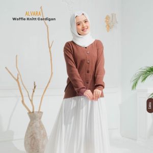 𝐀𝐋𝐕𝐀𝐑𝐀 - Cardigan Waffle Wanita Fasion Wanita Outer Wanita Kekinian
