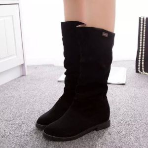 Size 35-40 Round Toe Womens Boots Flat Bottomed Minimalist New Casual High Top Womens Shoes Mid Length Boots