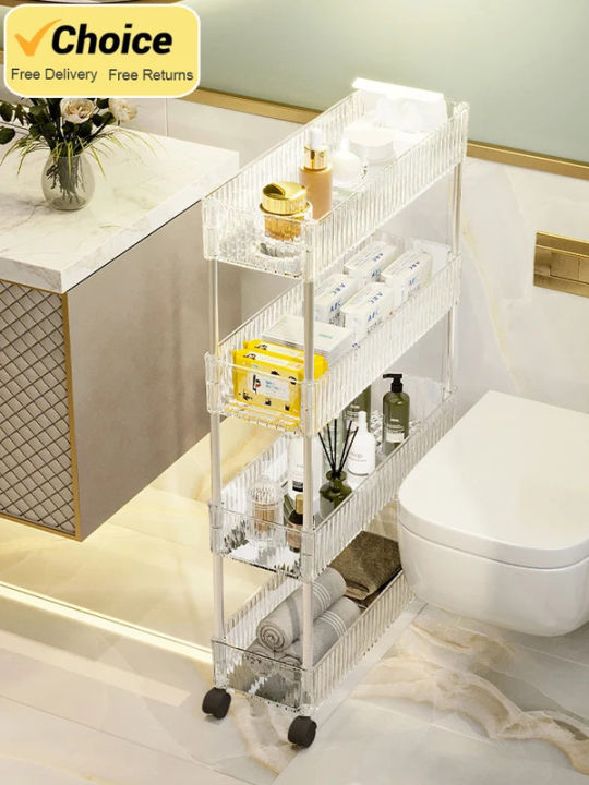 Narrow Gap storage rack wheel room removable shelf 2/3/4 layers clear ...