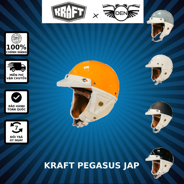 Nón bảo hiểm 1/2 đầu - Kraft Pegasus - Vintage - Style Nhật Bản - Cá Tính và Năng Động