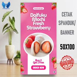 Spanduk Banner DAIFUKU MOCHI STRAWBERRY UKURANDESAIN BISA REQUEST