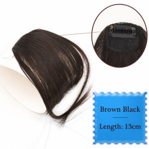 SPDD High Temperature Fiber Synthetic Hair Clip In Bangs Straight Blunt Bangs Fake Hair Bangs Invisible Front Clip In Hair Extensions Daily Hair Styling