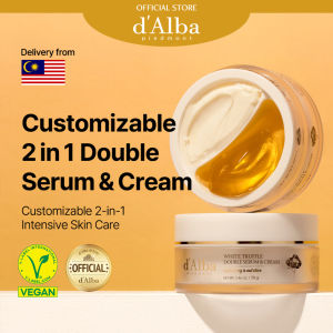 dAlba Italian White Truffle Double Serum & Cream 70g | Customizable 2-in-1 Hydration & Firming Moisturizer | Vegan Antioxidant Glow & Barrier Repair