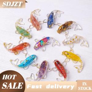 SDJZT Pha lê đá sỏi may mắn Cá Koi bức tượng nhựa nhỏ thạch anh ưa thích cá chép bức tượng trang trí nội thất bàn trang trí quà tặng