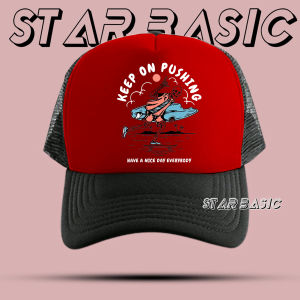 Topi Jaring KEEP ON PUSHING Topi Trucker Topi jaring Pria Topi Trucker pria Topi Costume Topi Baseball Star Basic