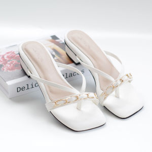 Savelya Zaline Sandal Heels Wanita 3 cm Sandal Heels Variasi Rantai Sandal Jepit Heels