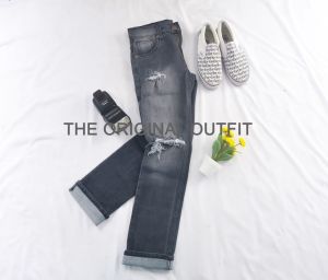Celana Jeans Sobek Lutut Pria Ripped Destroy Black Whisker Distro Premium /
