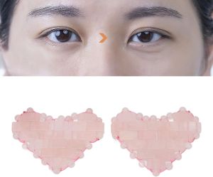 2Pcs Rose Quartz Eye Mask Jadestone Eye Patch Reduce Edema Relieve Eye Strain Heart Shaped Stone Eye Pad for Massage Cooling Mask