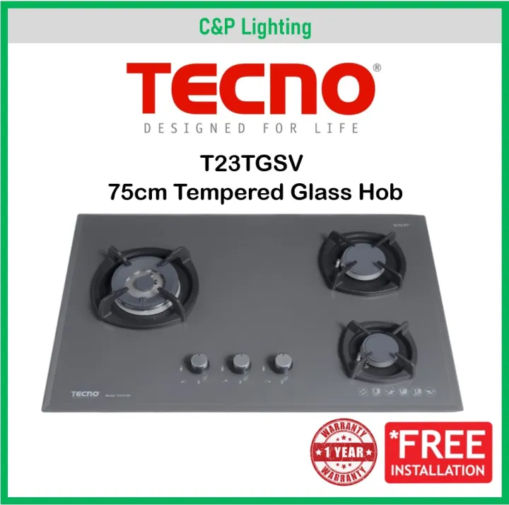 Tecno%2075cm%20(New%20Color)%203%20Burner%20Schott%20Glass%20Cooker%20Hob%20Gas%20Stove%20with%20Inferno%20Wok%20Burner%20Technology%20T23TGSV%20-%20Image%203