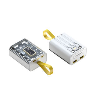 [SG In Stock]20000 mAh PowerBank Fast Charging With Cables Built-in 3 Cables Mini Power Bank Large-Capacity Transparent Portable Charger External Battery Pack