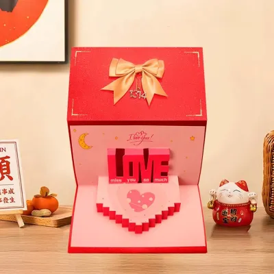 MMLUCK Traditional 3D Birthday Red Envelope Foldable Lucky Money Envelope Cash Gift Best Wishes Red Pocket Chinese New Year