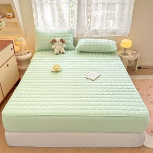 Minimalist Quilted Fittedsheet Blue/Green/White Mattress Protector Single/Super Single/Double/Queen/King