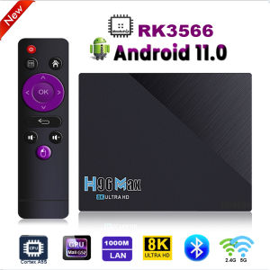 New H96 MAX Android 11.0 TV Box RockChip RK3566 Quad Core Cortex A55 4K 8K HD Support 2.4G&5G Wifi Bluetooth 4.0 1000M 4GB 8GB 32GB 64GB 128GB Smart Media Player Support Voice Assistant H96Max Hot Sell Set Top Box