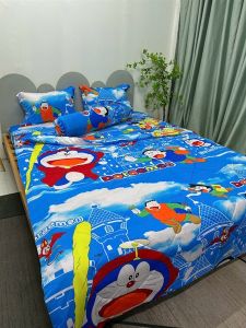 Bộ ga gối thun lạnh mẫu Doremon đủ kích cỡ may theo yêu cầu chất vải thoáng mát mềm ôm nệm chăn ga gối Minh Anh