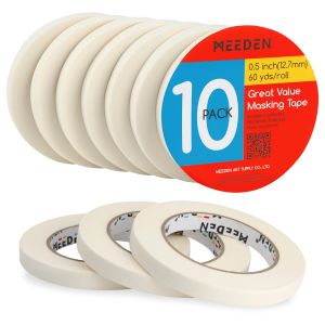 MEEDEN 10 Packs White Artist Tape 0.5" with Total 1804.5FT (550m) Masking Art Tape for Artist Painting Drafting Canvas Framing Acid-Free Painters Tape General Purpose for Craft Office School