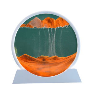7inch Moving Sand White Frame Art Picture Round Hourglass 3D Sandscape In Motion Display Flowing Sand Frame Sand Painting