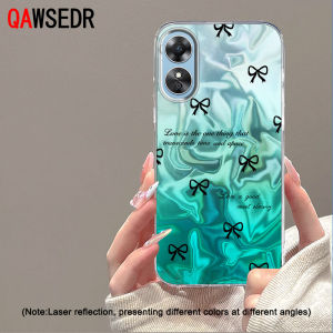 Qawsedr Trường Hợp Đối Với Oppo A17 A17K A18 A38 A60 4G nơ cài màu đen sóng nước Laser Rực Rỡ Màu Sắc Imd Ánh Sáng điện thoại mềm sang trọng Vỏ