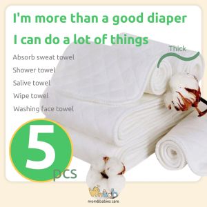 Hntob 5pcs Baby Diaper Thick Insert Reusable Washable Nappy Cloth Cotton Diaper Liner