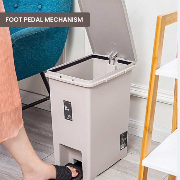Locaupin Two Way Opening Press Foot Pedal Type Waste Basket Recycling