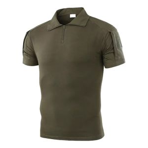 Mens Tactical Camo Polo Shirt Quick Dry Short Sleeve Military Shirt