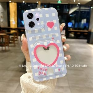 Card Holder Casing OPPO Reno14 Pro 14F Reno 14 F A5i Pro 5G New Fresh Cute Cartoon Love Flower Plaid Phone Case Fashion Anti-drop Silicone Soft Cover 2025