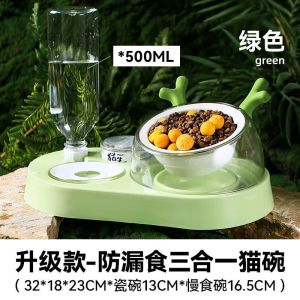 Ceramic Cat Bowl Double Bowl Water Drinking Dog Food Bowl Teddy Food BowlDrinking Water Dog Feeder Cat Double Bowl Separation