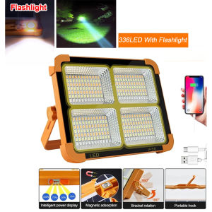 336LED Portable Solar FloodLight LED light Camping Tent Light Rechargeable Spotlight Solar Light Outdoor Waterproof Work Light