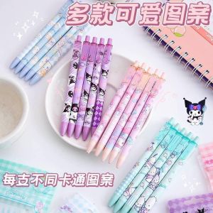 5pcs/Set Kawaii Sanrio Cinnamoroll 0.5mm Gel Pens Set Cute Hello Kitty Black Pen Cartoon School Student Stationery Supplies Gift