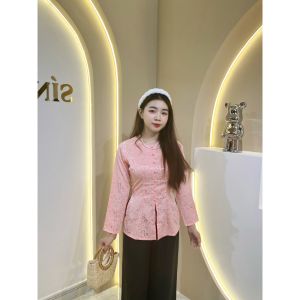 Bộ Bà Ba Cách Tân Gấm Dài Tay Cổ Tròn Nút Bọc Bà Ba Miền Tây Lụa Gấm Nhã Nhặn