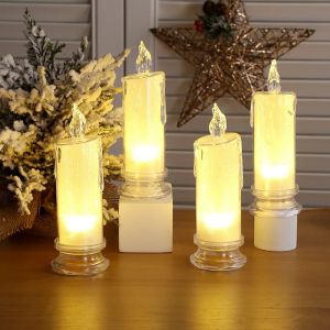 4PCS LED Flameless Candles LED Clearance Pillar Candles Battery IncludedDecoracion For Halloween Christmas White