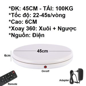 Bàn xoay đế xoay 360 size 46CM 50CM 52CM 60CM 62CM tải 100-200KG dùng để xoay người mẫu có remote tùy chỉnh tốc độ dùng ĐIỆN