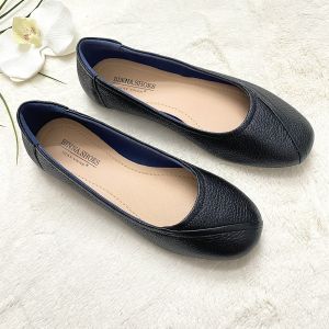 giày nữ mũi vuông đế bằng đẹp binna 16 da bò thật mềm êm chân đế chống trượt phối đồ công sở đẹp