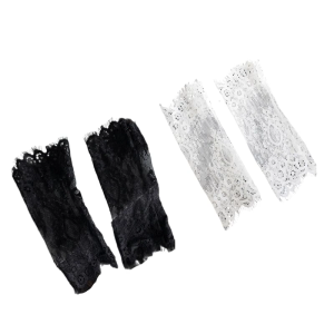 อุปกรณ์แขนลายดอกไม้วินเทจสำหรับเพื่อนเจ้าสาวชุดเดรสทางการถุงมืองานแต่งงานลูกไม้ผ้ายืด