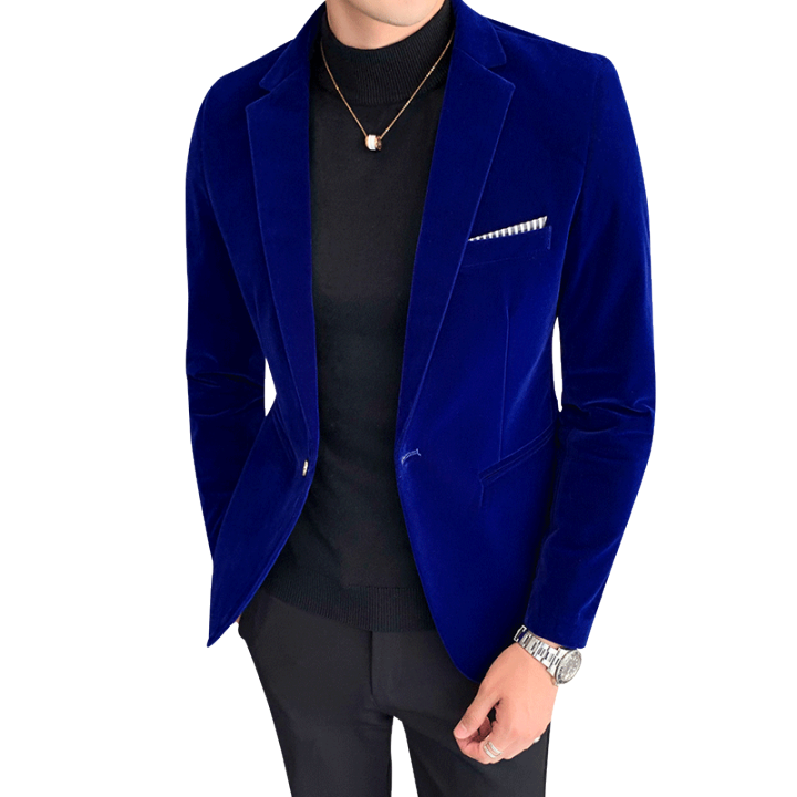 Autumn Winter Velvet Blazer High Quality Slim Fit Suit Jacket