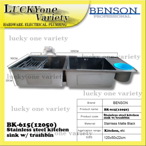 12050 STAINLESS STEEL KITCHEN SINK W/ TRASH BIN (BK-615)