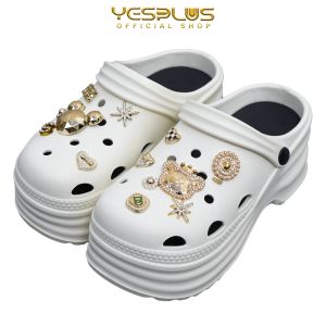 Sandal Slip On Selop Wedges Motif Aksesoris 3D Gold Series Import EVA Rubber 9318