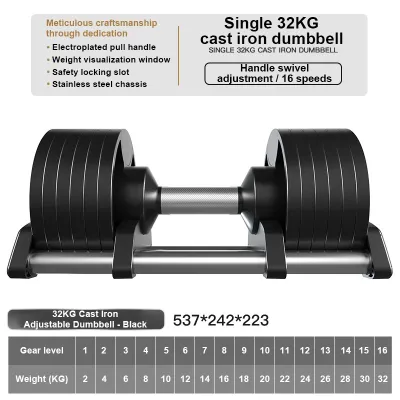【Special Price】JF Adjustable Dumbbells 10/12/16 Gear Levels from 2-32KG Twist Handle Design High-quality cast ironcraftsmanship is drop-resistant sturdy and durable Dedicated trays do not hurt the floor