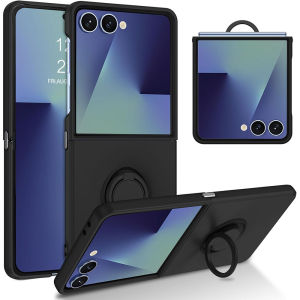 for Samsung Galaxy Z Flip 7 CaseKickstand Rotate Ring Holder Slim Soft Liquid Silicone Shockproof Protective Case for Galaxy Z Flip 7 FE CaseZ Flip 6 CaseZ Flip 5 Case