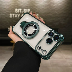 Fashion Plating Magnetic Bracket Case For iPhone 17 Pro Max 17 Pro 17 Air Case With Holder Stand Shockproof Cover
