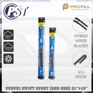 PST Hybrid Wiper Blade Set [Rubber Type] - Suzuki Swift Sport (2nd Gen) 2005-13 21"+18"
