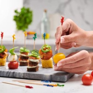 400pcs Colorful Bamboo Toothpicks Cocktail Stick Party Picks for Appetizers Fruits Snacks for Party Disposable Tableware