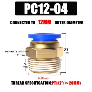 SJJL PC 4 6 8 10 12MM Pneumatic Fitting Multi Size Brass Air Connector Quick Connect Pneumatic Connector Pneumatic Systems