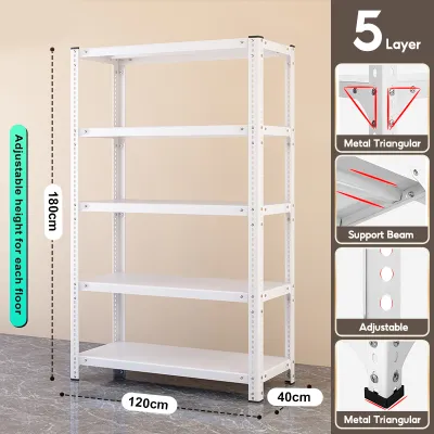 DODO 100%Metal 3/4/5 Tiers Adjustable Height Shelf Metal Rack Stainless Steel Warehouse Storage Steel Rack Layer Shelving