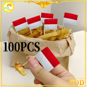 100pcs Bendera Kain Merah Putih Kecil Indonesia Pawai 17 Agustusan Bendera Tongkat Tangkai Merah Putih Kain Bendera Dirgahayu Hut RI