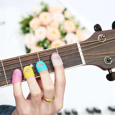 Unisex 5 Pcs Guitar / Ukulele Pick Fingers Guitar Protector Silicon Gel Finger guard Cots Fingertip Nail