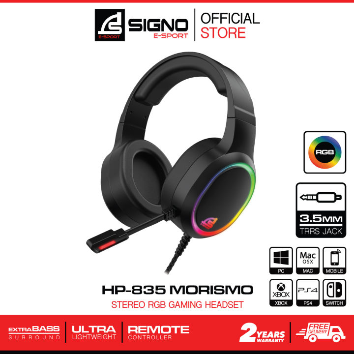 SIGNO E-Sport Stereo RGB Gaming Headphone รุ่น MORISMO HP-835 (หูฟัง ...